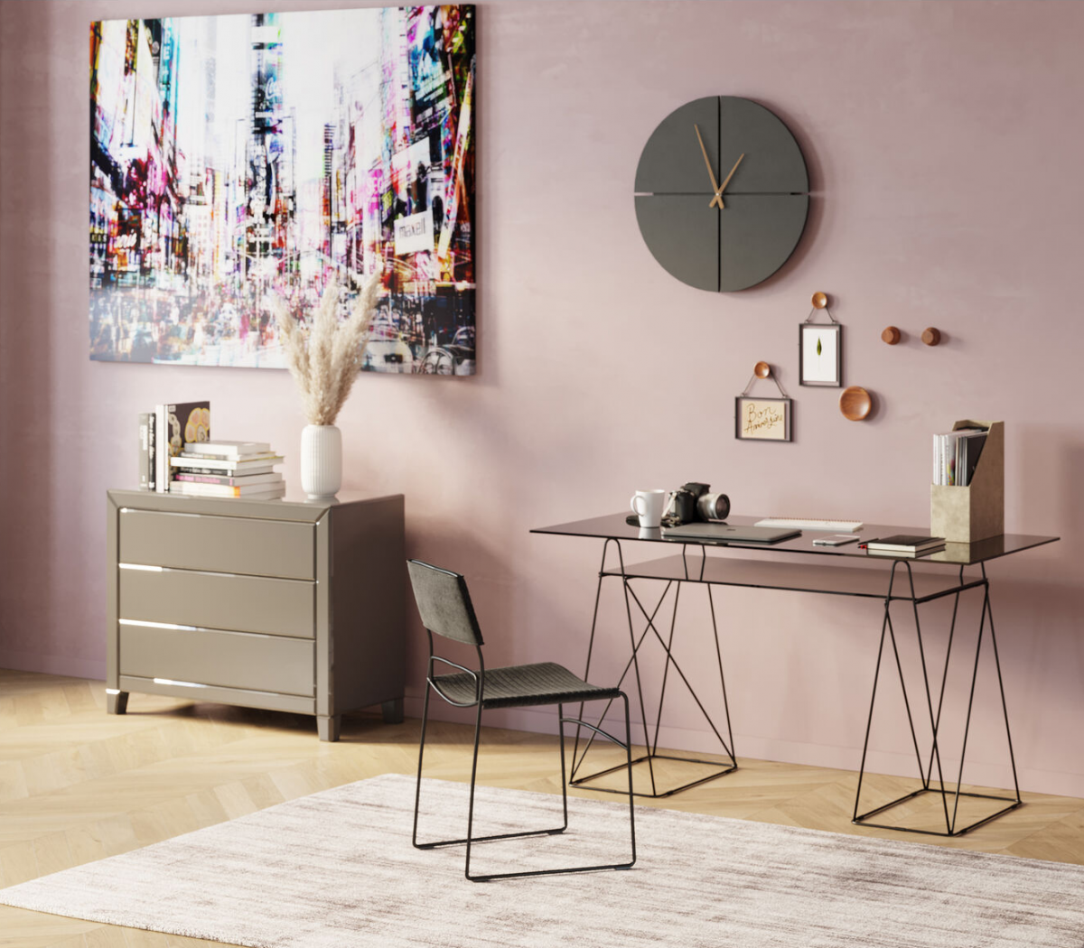 Функциональная зона в вашем доме, с стеклянным рабочим столом.