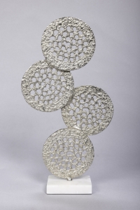 Настольный декор "Кольца" белый мрамор/серебро