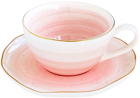 Чашка для кофе с блюдцем Artesanal 120 ml розовая 1