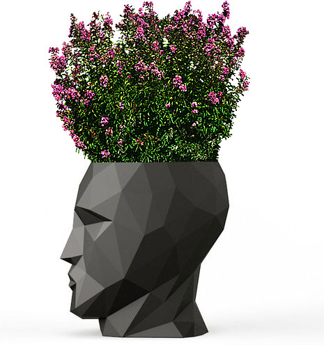 Кашпо в форме головы Adan 70X96X100 CM чёрное 1