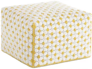 Пуф с чехлом из шерсти Silai Small 52X52X35 CM бело желтый