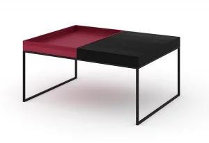 Журнальный стол Кейс черный со съемной красной столешницей 74X40X55 CM