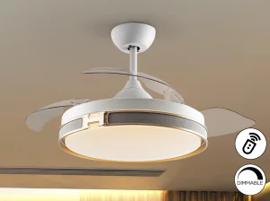 Потолочный вентилятор со светодиодной подсветкой Heron DIMABLE белый/золотой 106X39 CM
