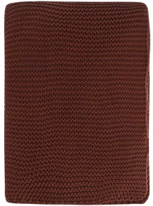 Плед из хлопка жемчужной вязки Essential 130X180 CM коричневого цвета