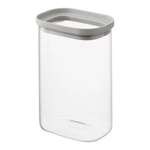 Банка для хранения прямоугольная vacuum glass, 1,5 л, светло-серая