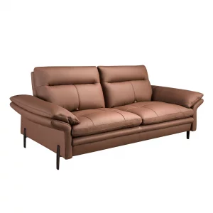 Коричневый кожаный 3-местный диван 208X118X94 CM