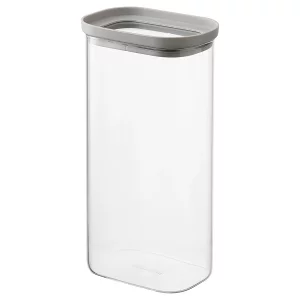 Банка для хранения прямоугольная vacuum glass, 1,75 л, светло-серая