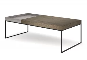 Журнальный стол Кейс коричневый со съемной серой столешницей 110X40X55 CM