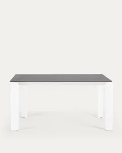 Обеденный раздвижной стол Axis из фарфора в отделке Volcano Rock с белыми ножками 160X90X76 CM