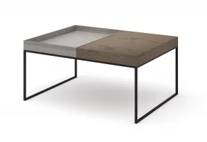 Журнальный стол Кейс коричневый со съемной серой столешницей 74X40X55 CM