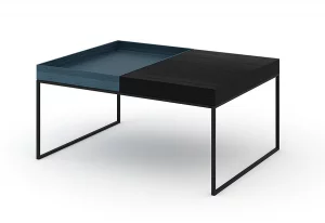 Журнальный стол Кейс черный со съемной синей столешницей 74X40X55 CM