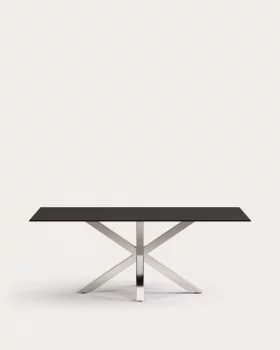 Стол Argo с чёрной стеклянной столешницей и стальными ножками 200X100 CM