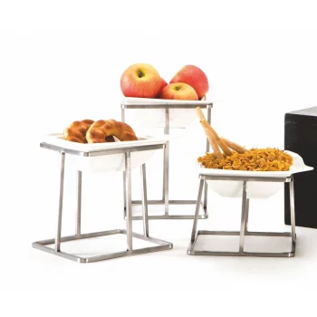 Подставка фуршетная стойка 20*20*15,5 см квадрат нерж. + салатник керамика P.L.Hotelware