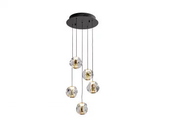 Люстра Zaria 5L черный/золотой D30 DIM 33X33X150 CM