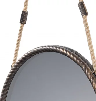 Зеркало на ремне в стальной раме Loft Gold Ø49 CM
