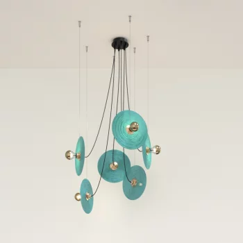 Люстра Fest 6L с бирюзовыми стеклянными дисками 1223 25X12X300 CM