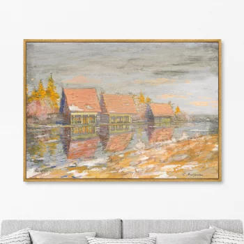 Постер на холсте Dachas On The River Bank 105X75 CM