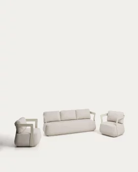 Комплект Tamaris с 3-местным диваном и 2 креслами экрю алюминий 212X79X72 CM