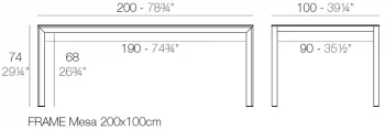 Cтол Frame с алюминиевой столешницей 200X100X74 CM