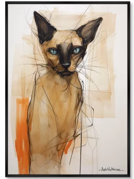Постер на холсте Siamese cat in color 75X105 CM
