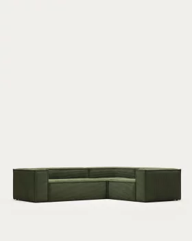 Угловой диван Blok, зеленый, из плотного вельвета, 3-местный 290X230 CM