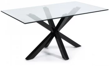 Стол Arya 160X90X78 CM чёрные ножки стеклянная столешница