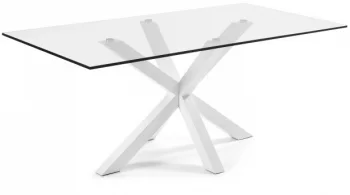 Стол Arya 200X100X77 CM белые ножки со стеклянной столешницей