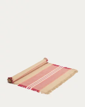 Дорожка на стол из 100% хлопка Davia с красными полосами и бахромой 50X150 CM