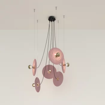 Люстра Fest 6L с розовыми стеклянными дисками 25X12X300 CM