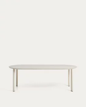 Овальный стол Erice из алюминия и закалённого стекла экрю 230X100 CM