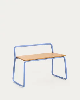 Скамья Tinn из ясеневого шпона с синей металлической конструкцией 76X35X52 CM