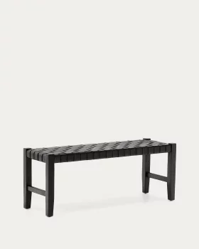 Скамья Calixta из кожи и массива красного дерева с черной отделкой 120X40X47 CM