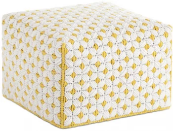 Пуф с чехлом из шерсти Silai Small 52X52X35 CM бело желтый