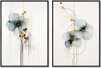 Набор из двух репродукций холсте Blue flowers 75X105 / 75X105 CM