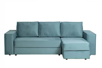 Угловой раскладной диван Bergamo правый бирюзовый велюр 250X160X90 CM
