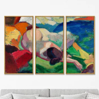 Репродукция картиныиз 3-х частей Naked woman posing sensually 52X105 / 52X105 / 52X105 CM
