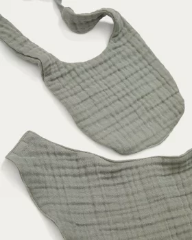 Набор зеленых слюнявчика и банданы из 100% хлопка 19X31X1 CM