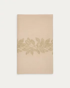 Скатерть Oreti из бежевого хлопка и льна с вышивкой какао 150X250 CM