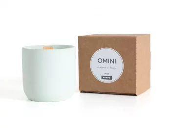 Аромасвеча Omini в сером бетонном стакане малина и зелень 9X8.5X7.5 CM