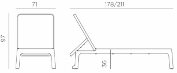 Шезлонг-лежак пластиковый Plano 71X211X36 CM