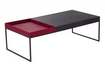 Журнальный стол Кейс черный со съемной красной столешницей 110X40X55 CM