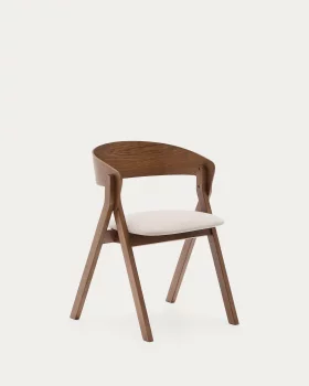 Стул Godia из ясеневого шпона с отделкой венге и бежевым шениллом 56X55X76 CM
