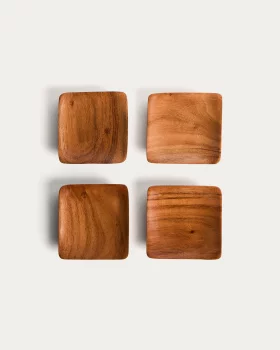 Набор из 4 подставок под стаканы из акации Rovin 10X10X1.5 CM