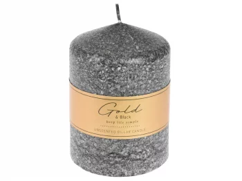 Свеча декоративная, парафиновая, неароматизированная Gold&Black Candle 7X7X10 CM