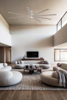 Матовый никелевый потолочный вентилятор Manhattan LED 244X244X36 CM