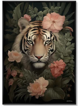 Постер на холсте Tiger in flowers 75X105 CM