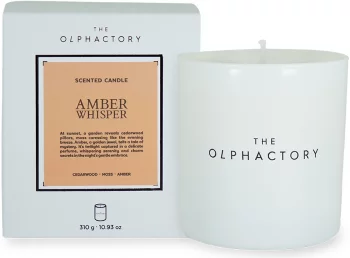 Свеча ароматическая The Olphactory White insignia Amber whisper 60 часов горения