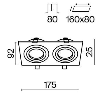 Встраиваемый точечный светильник Атом 175X92X25 MM