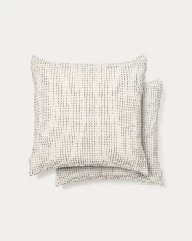 Комплект из 2 жаккардовых подушек в синюю полоску из 100% хлопка Mabile 50X50 CM