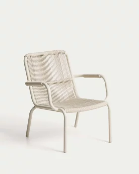 Штабелируемое кресло Salis из алюминия и синтетического шнура экрю 58X62.5X82 CM